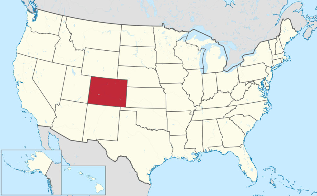 Map of the United States with Colorado highlighted